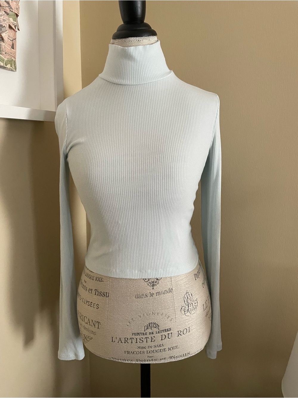 Wilfred Pale Blue Ribbed Turtleneck Long Sleeve Top